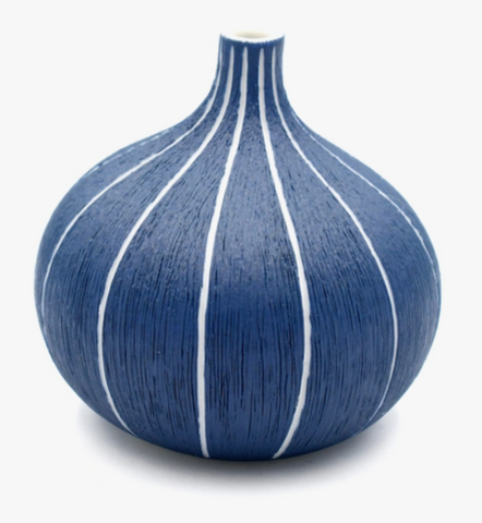 Bud Vase, Cobalt with Lines