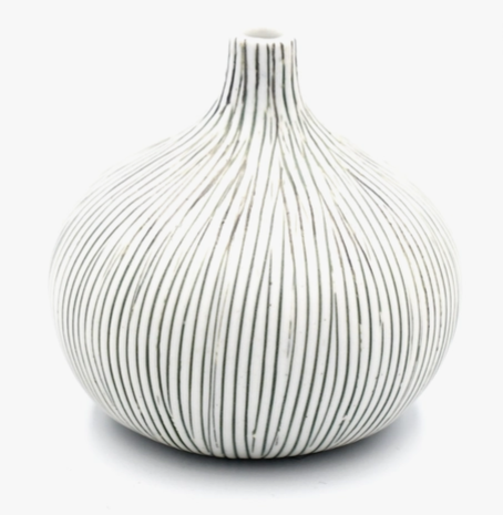 Bud Vase, Gray & White Carved Lines