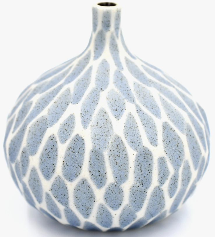 Bud Vase, Pale Blue with Petals