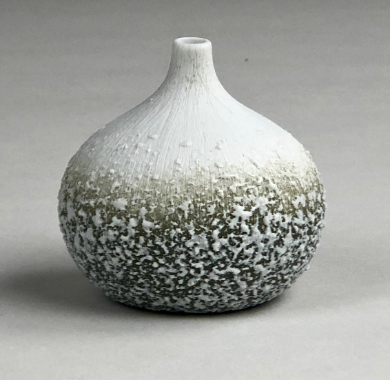 Bud Vase, Rough-Textured White and Brown