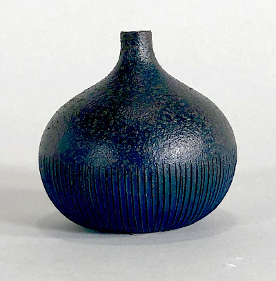 Bud Vase, 2-Patterned in Midnight Blue