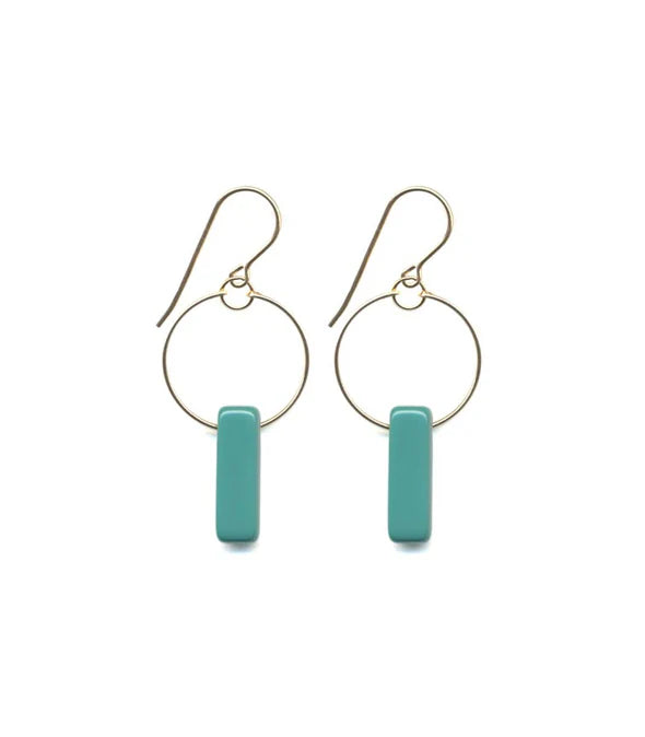 Turquoise Glass Hoop Earrings