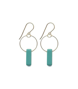 Turquoise Glass Hoop Earrings