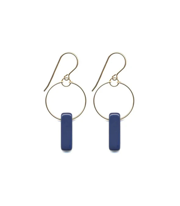 Navy Bar + Hoop Earrings
