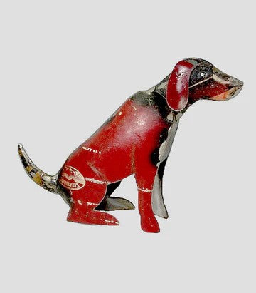 Small Sitting Dog of Up-cycled Metal