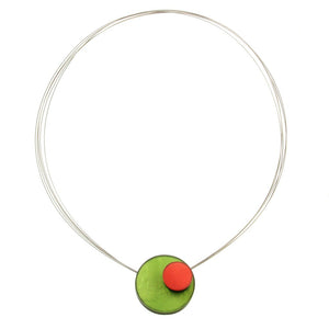 necklace steel wire colorful circles mother of pearl Indonesia scma smith college museum of art green red pink