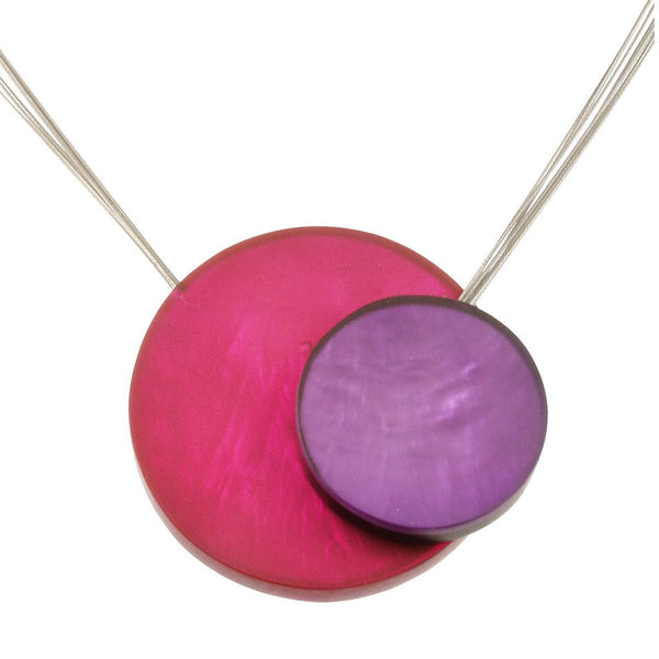 necklace steel wire colorful circles mother of pearl Indonesia scma smith college museum of art pink purple