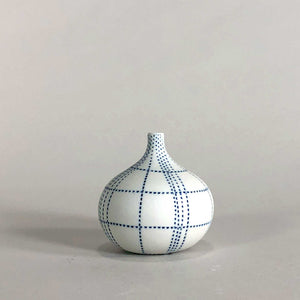 small bud vase white porcelain matte cobalt blue glaze geometric dot dots handmade SCMA Smith College Museum of Art