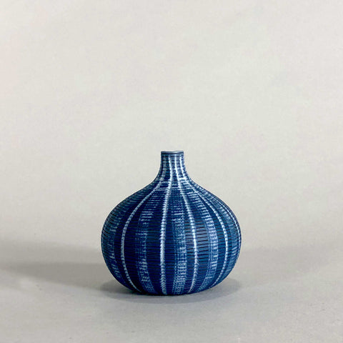 small bud vase white porcelain matte cobalt blue glaze geometric handmade SCMA Smith College Museum of Art