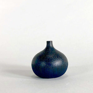 porcelain blue glaze handmade handcrafted vase geometric stripe display scma smith college museum of art