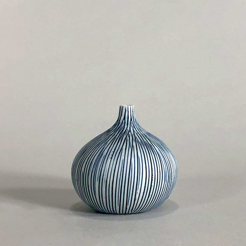 white porcelain blue indigo glaze handmade handcrafted vase geometric line stripe display scma smith college museum of art