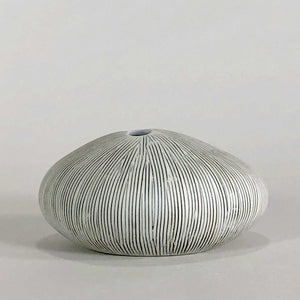 white porcelain gray grey glaze handmade handcrafted vase geometric stripe line display scma smith college museum of art