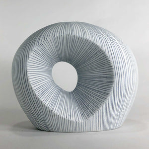 white porcelain blue glaze handmade handcrafted sculpture geometric display scma smith college museum of art