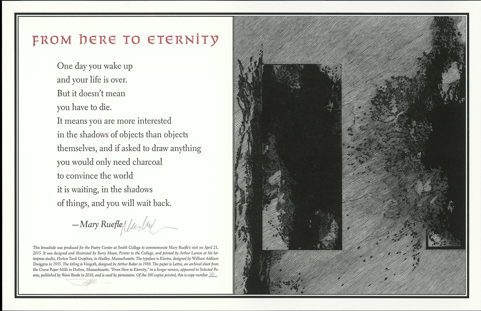 Mary Ruefle "From Here to Eternity" / Barry Moser Broadside
