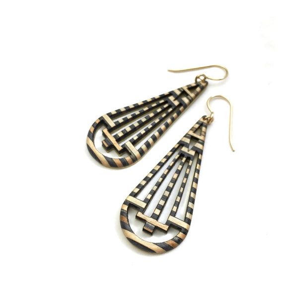 Lindsay Jo Holmes Nikki Jacoby skateboard wood brass earrings black white brown tan geometric recycled sustainable scma smith college museum of art