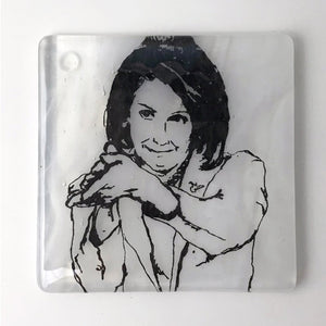 Laurie Freivogel glass coaster transparent gray grey nancy pelosi handmade scma Smith College Museum of Art