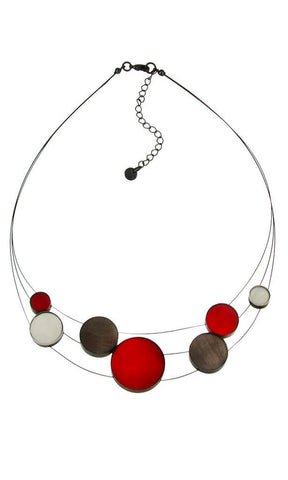 mother of pearl resin white red charcoal gray necklace adjustable geometric transparent black chain handmade Philippines scma Smith College Museum of Art
