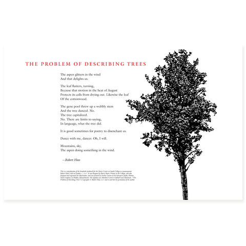 Robert Haas Barry Moser broadside print poem poetry center tree scma smith college museum of art
