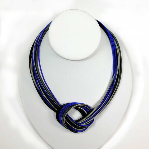 piano wire necklace magnetic clasp closure blue cobalt black white scma smith college museum of art