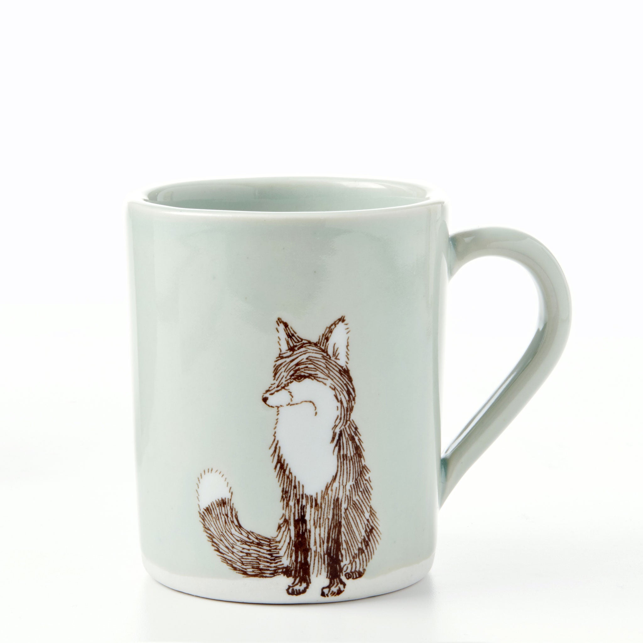 fox teal turquoise glaze handmade handprinted celadon coffee tea mug scma smith college museum of art