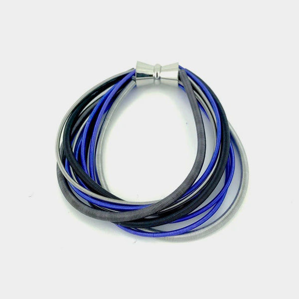 piano wire bracelet magnetic clasp closure blue cobalt black white scma smith college museum of art