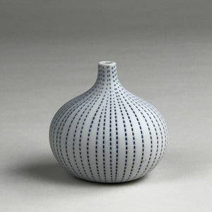 Blue & White Bud Vase, Dotted Indigo Lines