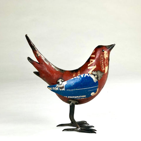 Red Bird of Up-cycled Metal