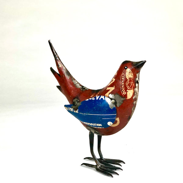 Red Bird of Up-cycled Metal