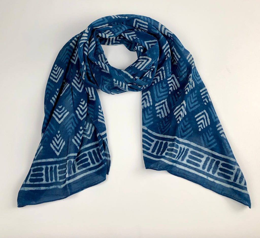 Shine Cotton Scarf - Indigo - Woqmark