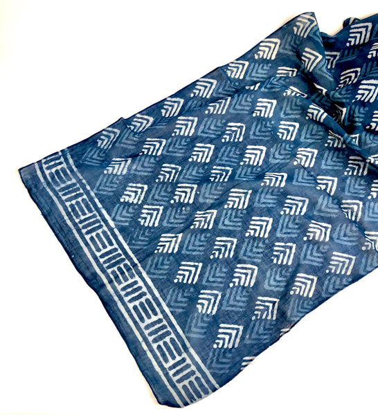 Indigo Cotton Scarf - Diamonds