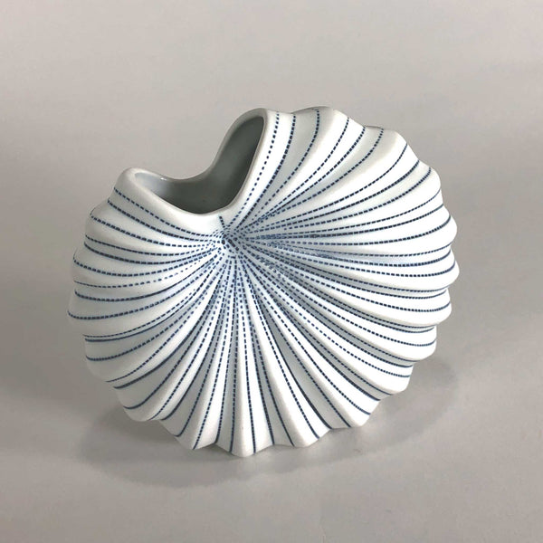white porcelain blue glaze handmade handcrafted sculpture vase geometric display scma smith college museum of art