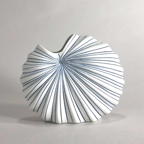 white porcelain blue glaze handmade handcrafted sculpture vase geometric display scma smith college museum of art